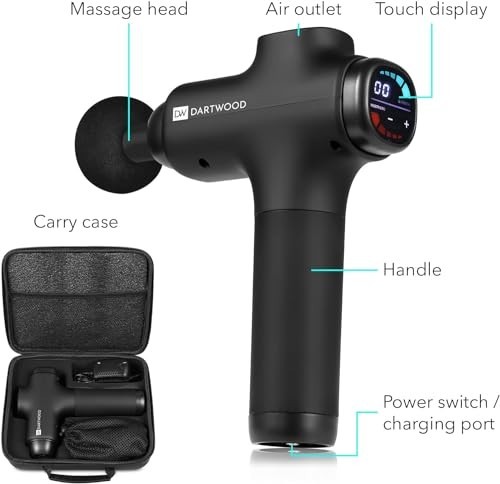 Deep Tissue Massage Gun 30 Speeds 6 Heads 2.5 lb Portable Percussion for Muscle