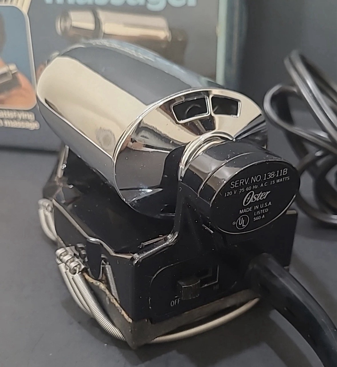 Vintage OSTER 138-11 Imperial Massager Chrome Handheld 2 Speed Vibrating Barber