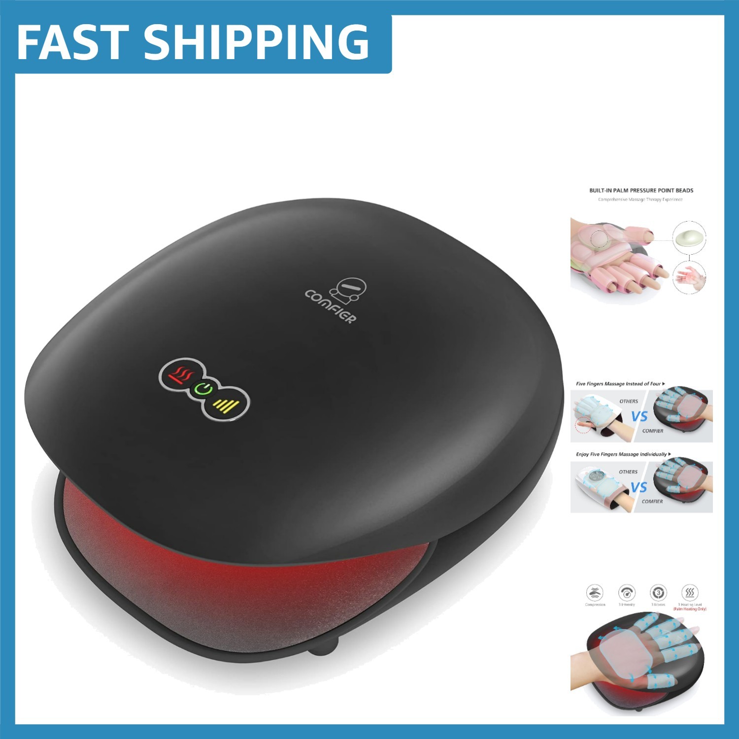 Luxury Hand Massager – 3 Levels of Heat & Compression for Relaxation on the Go