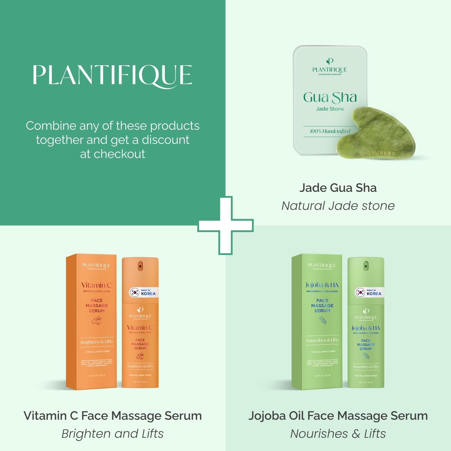 PLANTIFIQUE Gua Sha Facial Tools Gifts Massage Tool Jawline Sculptor Face