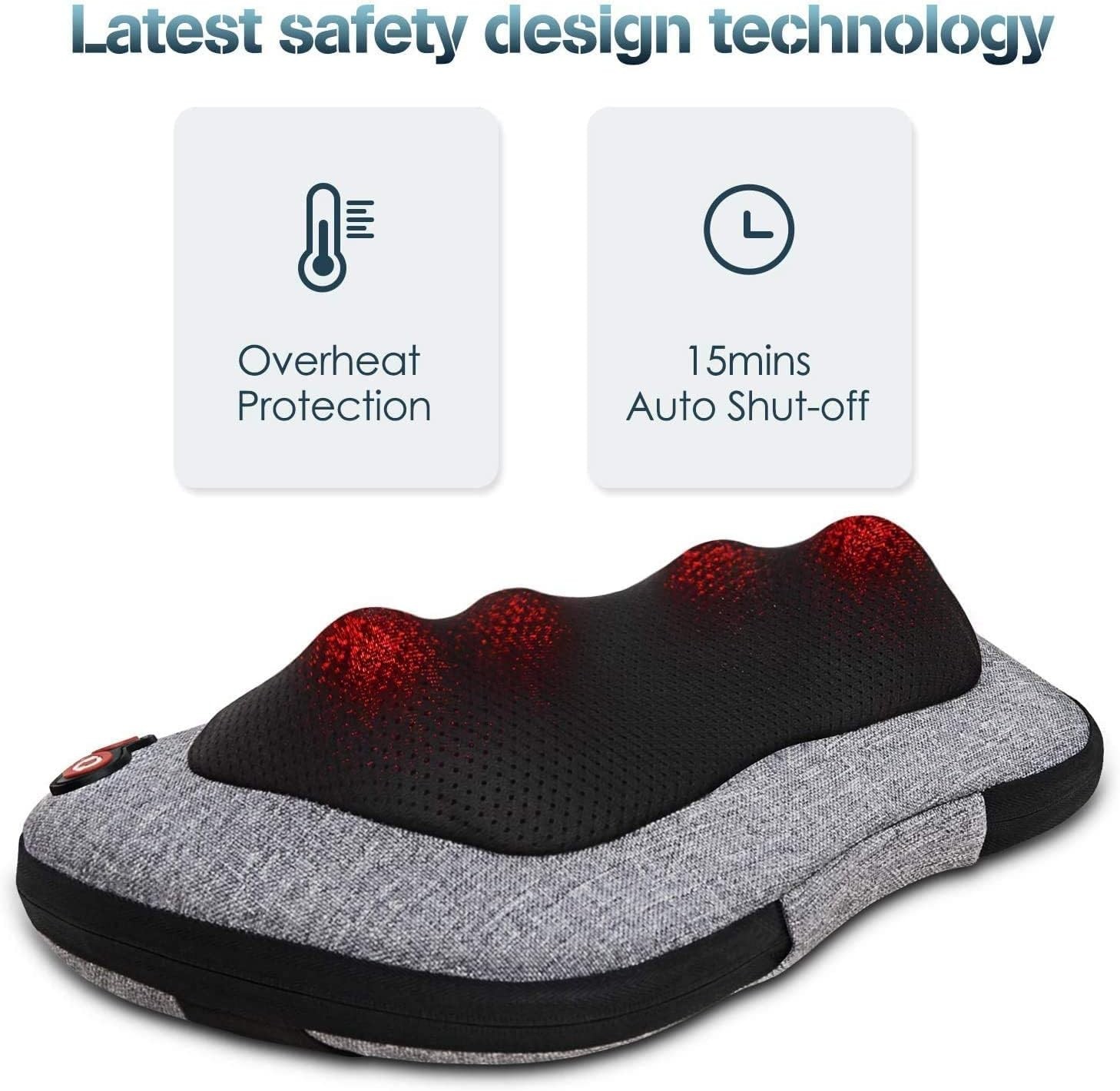 Shiatsu Back Massager with Heat Deep Tissue for Neck Shoulder Back Pain Relief