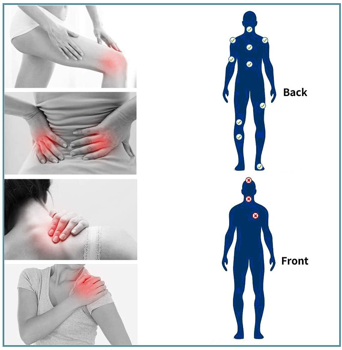 TENS Unit EMS Pulse Wireless Pad Body Massager for Back Pain Relief Muscle Aches