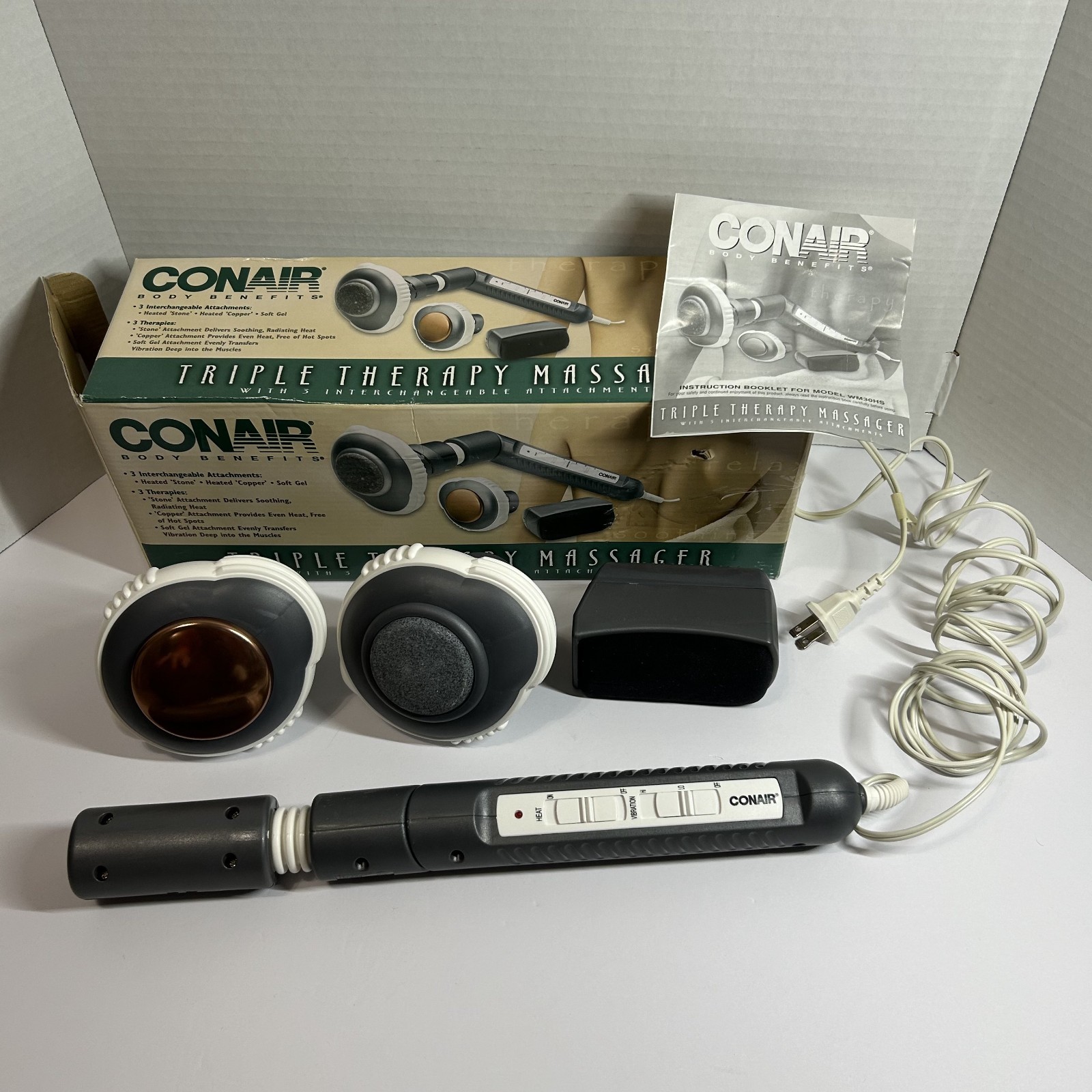 Conair Body Benefits Triple Therapy Massager w/Heat +Attachments WM30HS TESTED