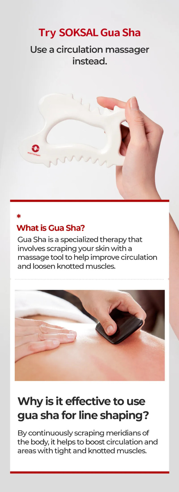 MEDITHERAPY SOKSAL GUASHA,Ceramic Gua Sha,Body Massage Tool, Korean Body Guasha