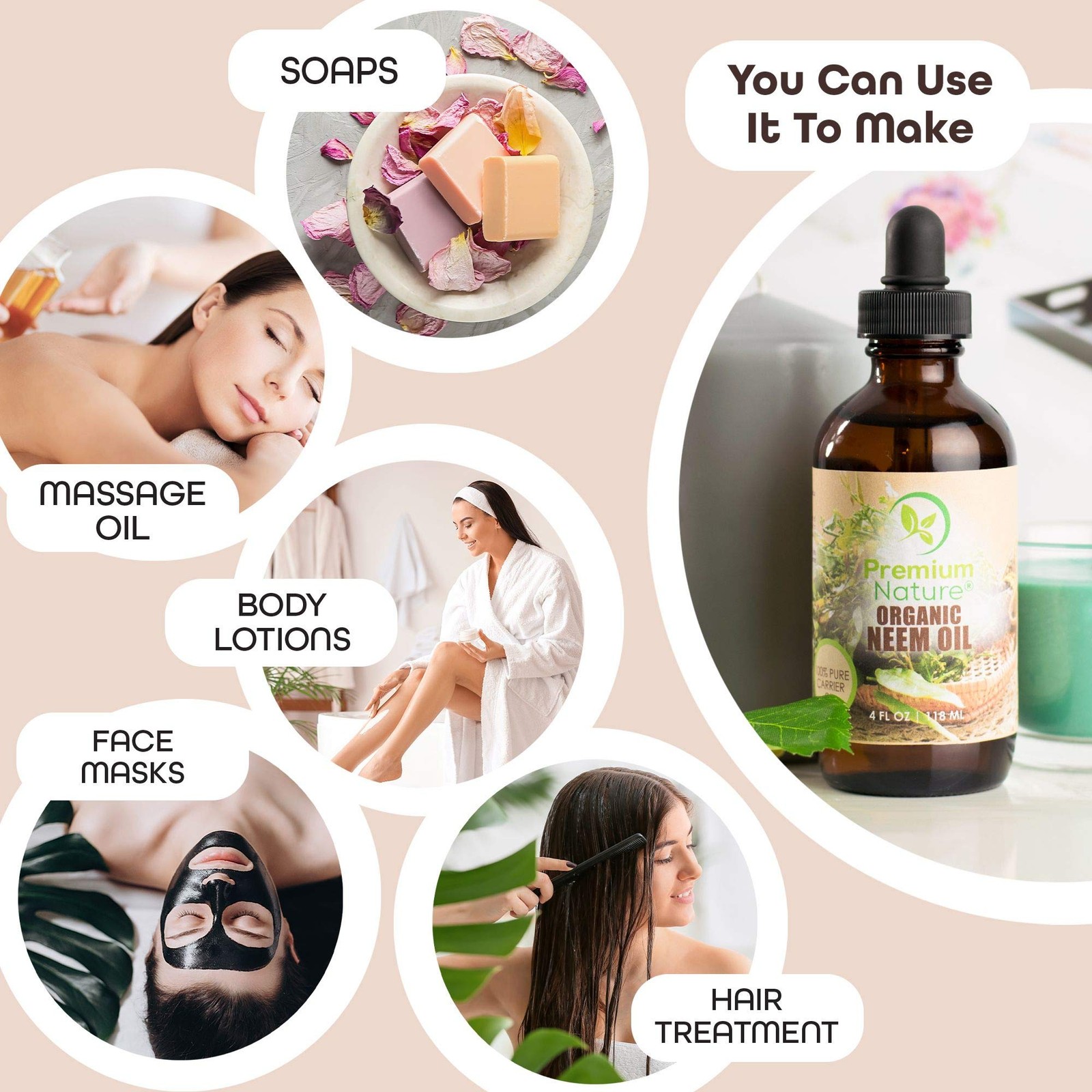 Pure Cold Pressed Neem Oil for Skin, Hair, Massage & Indoor Plants – 4 oz