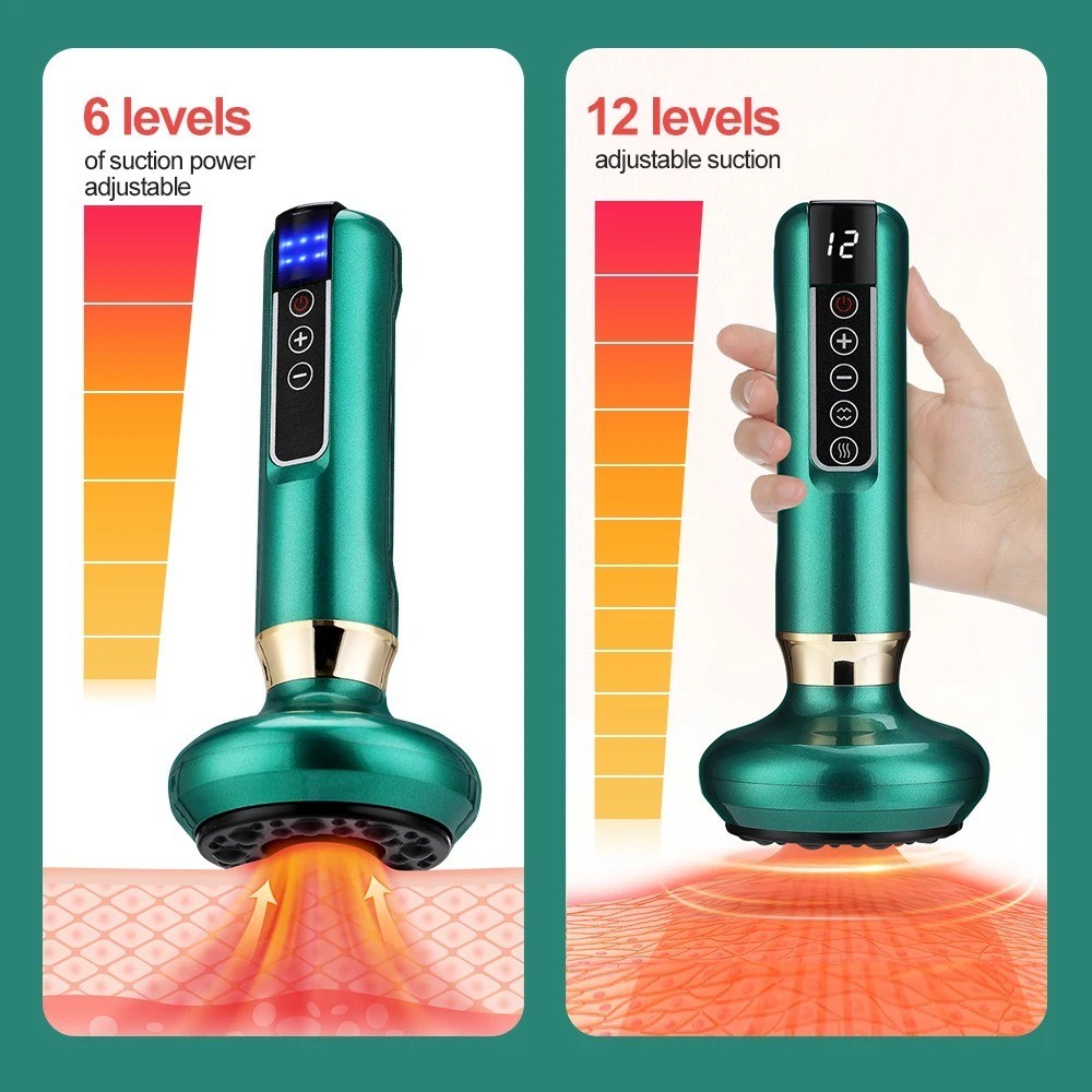 Smart Heating Vacuum Cupping Massager Meridian Gua Sha Cellulite Therapy