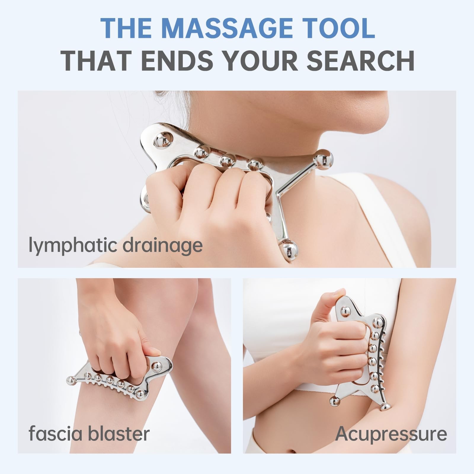Metal Body Gua Sha Tool, 5 in 1 Muscle Scraper Tool, Lymphatic Drainage Massa…