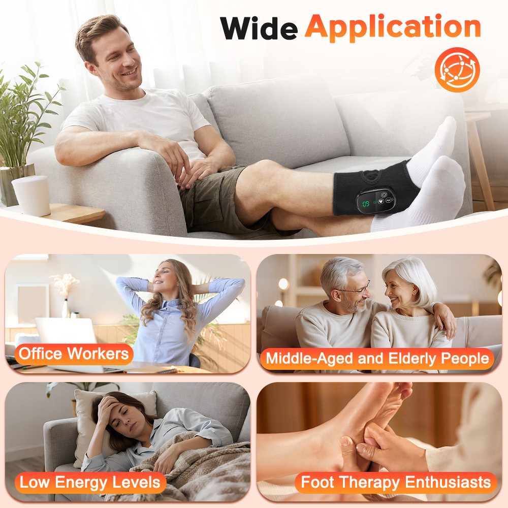 Red Light Therapy Ankle Massager for Neuropathy Pain Relief 5 Vibration Modes