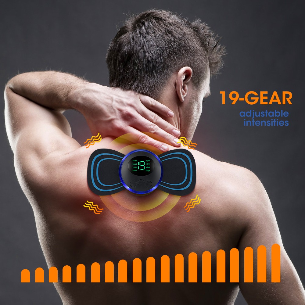 Portable EMS Neck & Body Massager Pulse Muscle Relaxation Device 8 Modes 19 Leve
