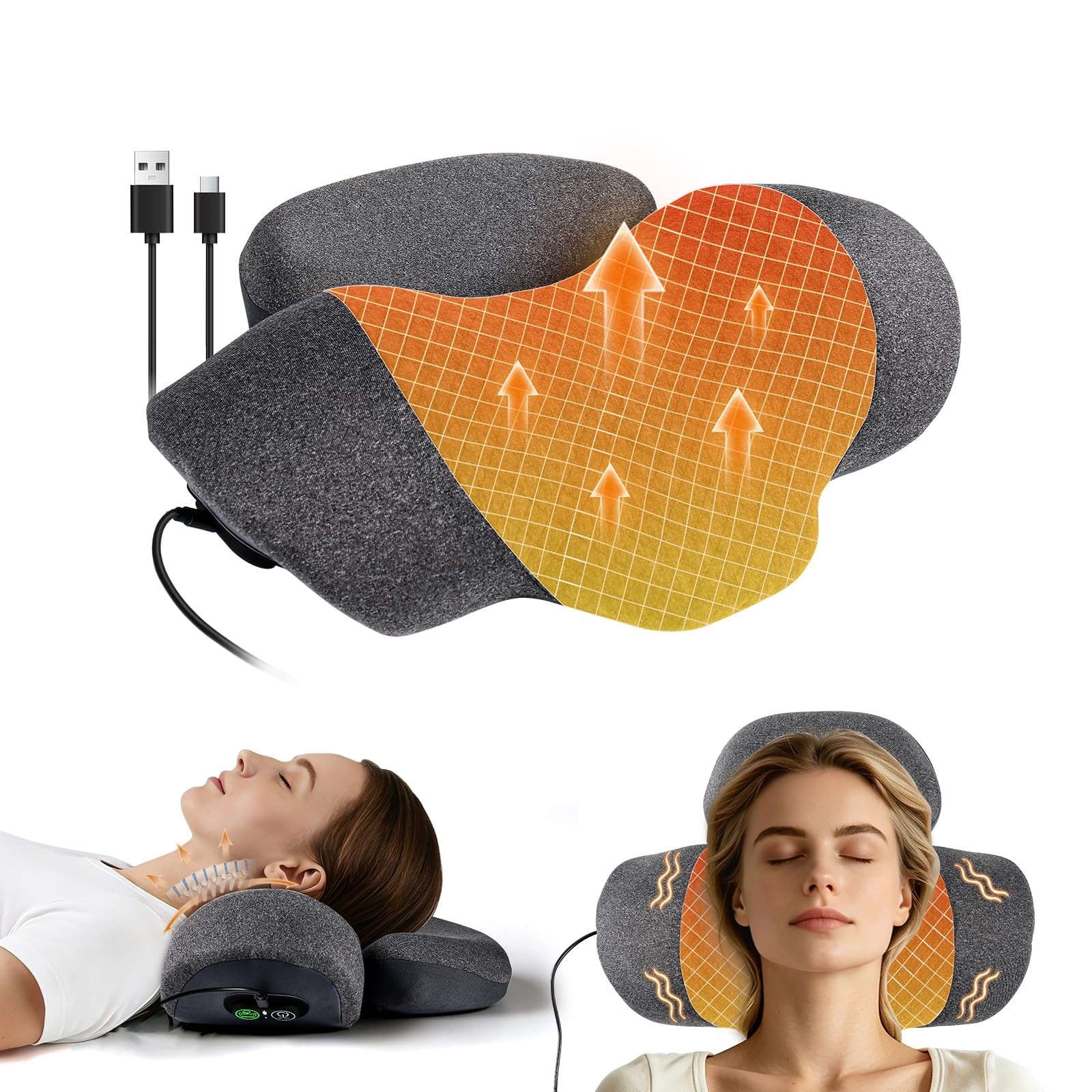 3-in-1 Neck Massager Pillow with Heat , Neck Cervical Traction Device