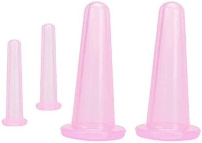 4 Pieces Pink Facial Cupping Therapy Set Anti Cellulite Silicone Vacuum Cuppi…