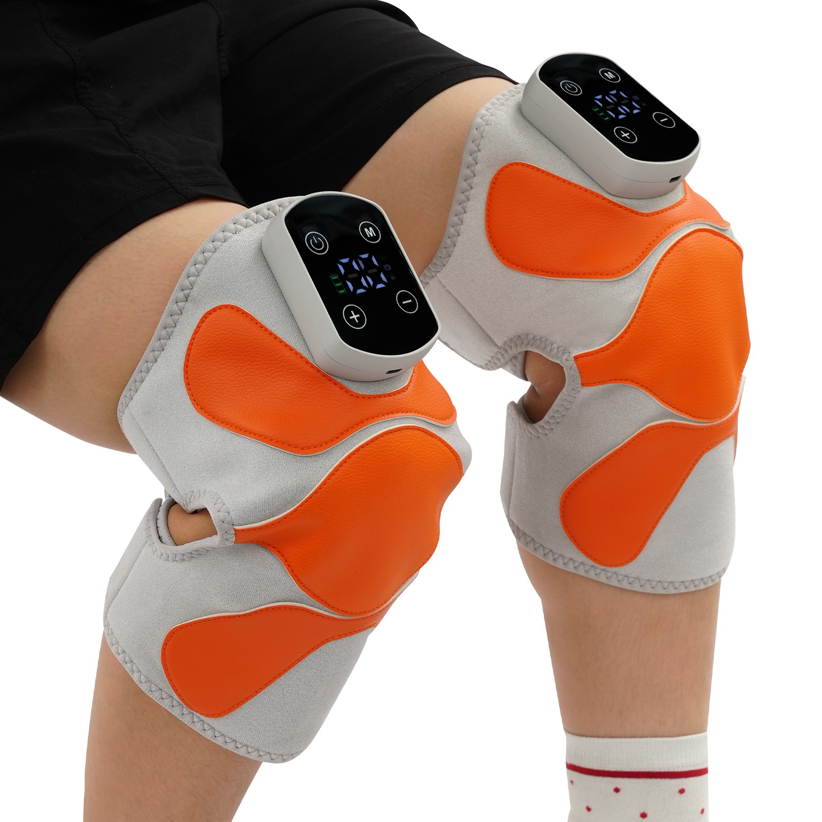 Heating and Vibrating Knee Massager made of premium materials Gray, Orange