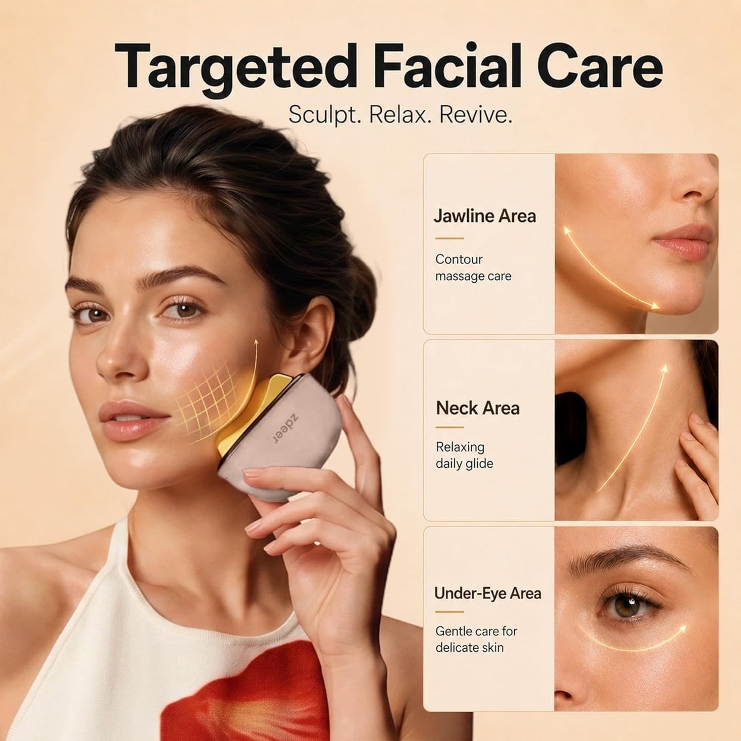 Caring Facial Massager with Brass Heat and Vibration Therapy – Spa Gift