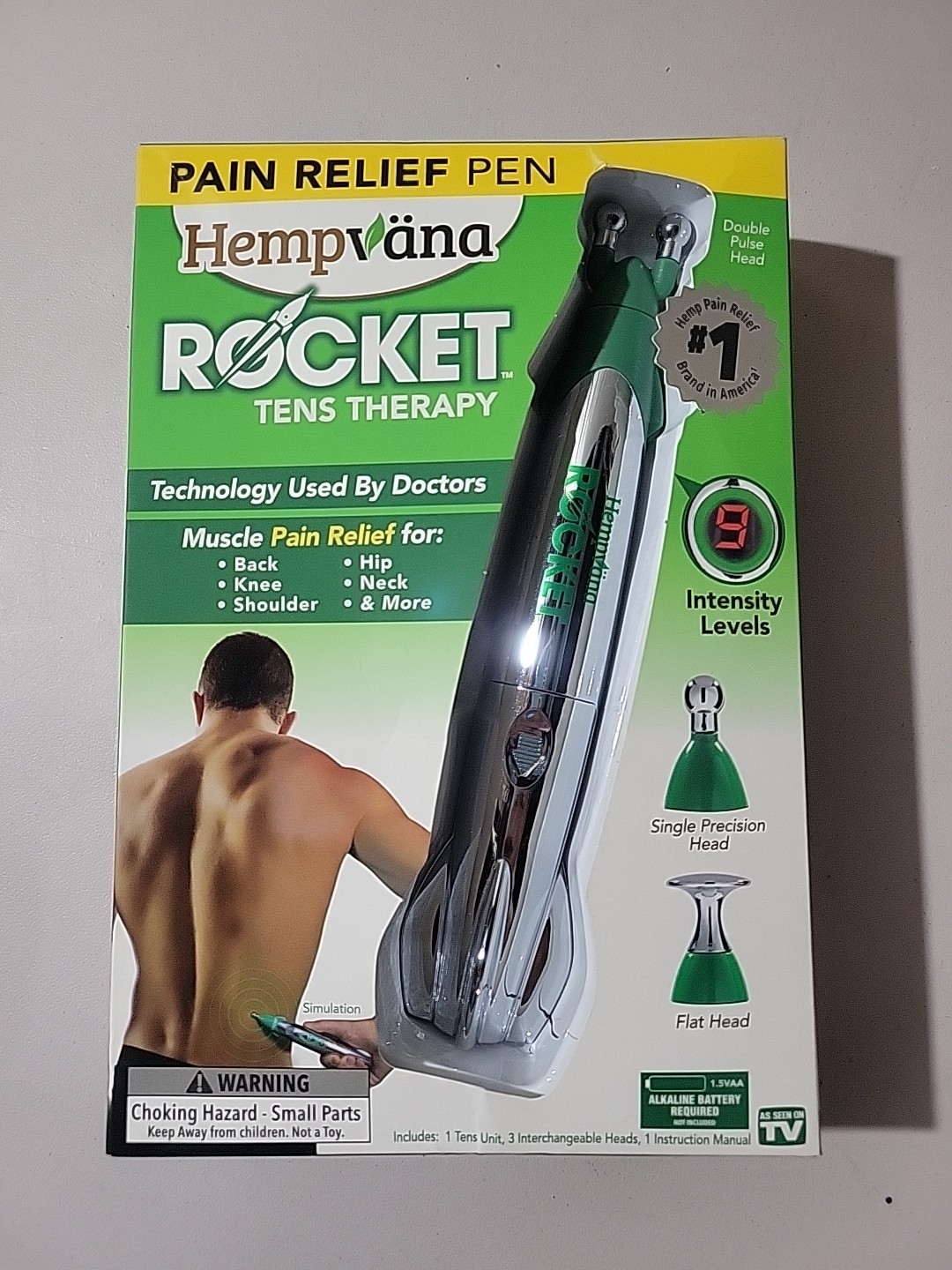Hempvana Rocket Tens Therapy With 3 Heads, Great For Musscle Pain Relief