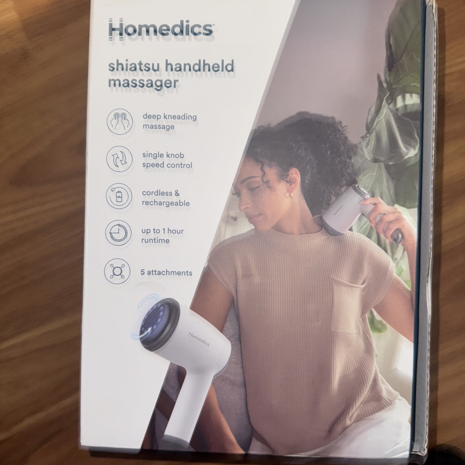 Homedics Shiatsu Handheld Massager, Cordless &Rechargeable, White