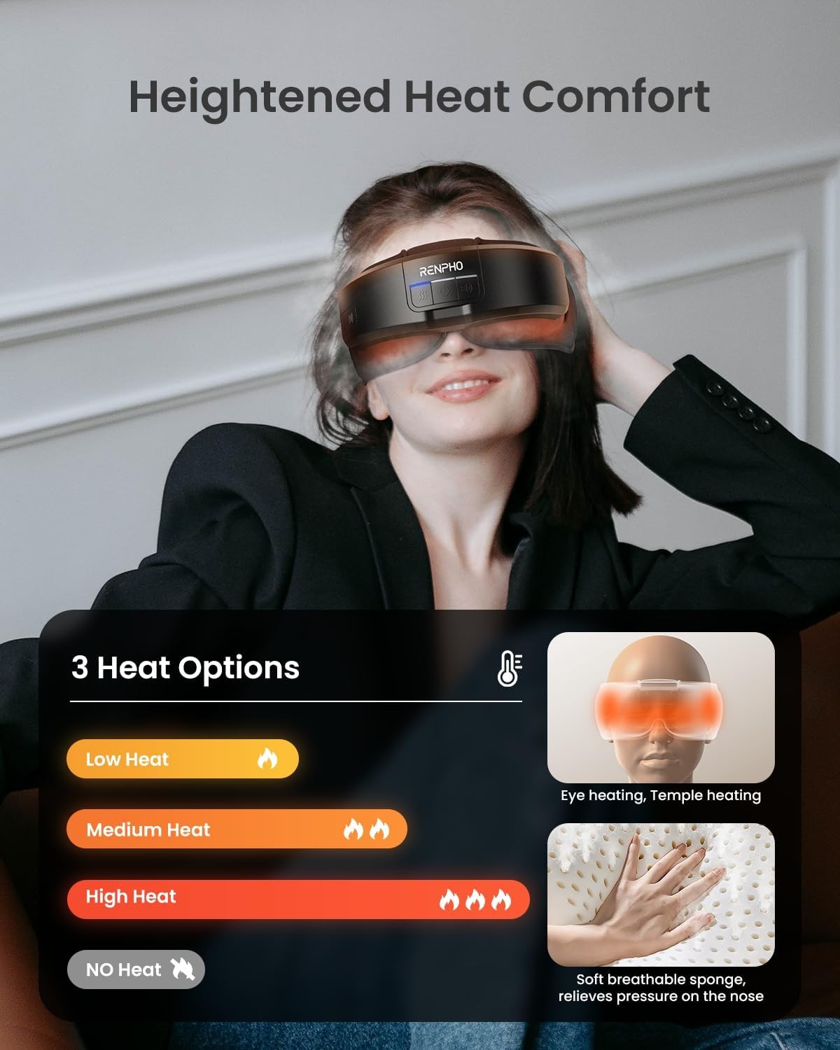 RENPHO Eye Massager with Remote Control & Heat Compression, Eye Therapy Massager