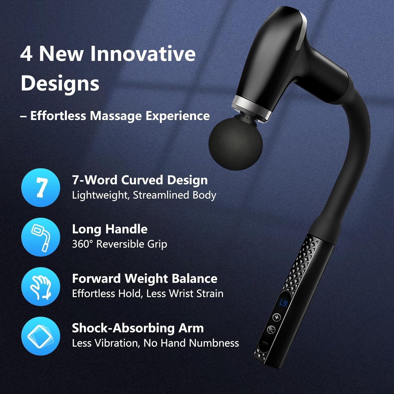 Massage Gun with Extension Handle, Back Massager for Pain Relief Deep Tissue