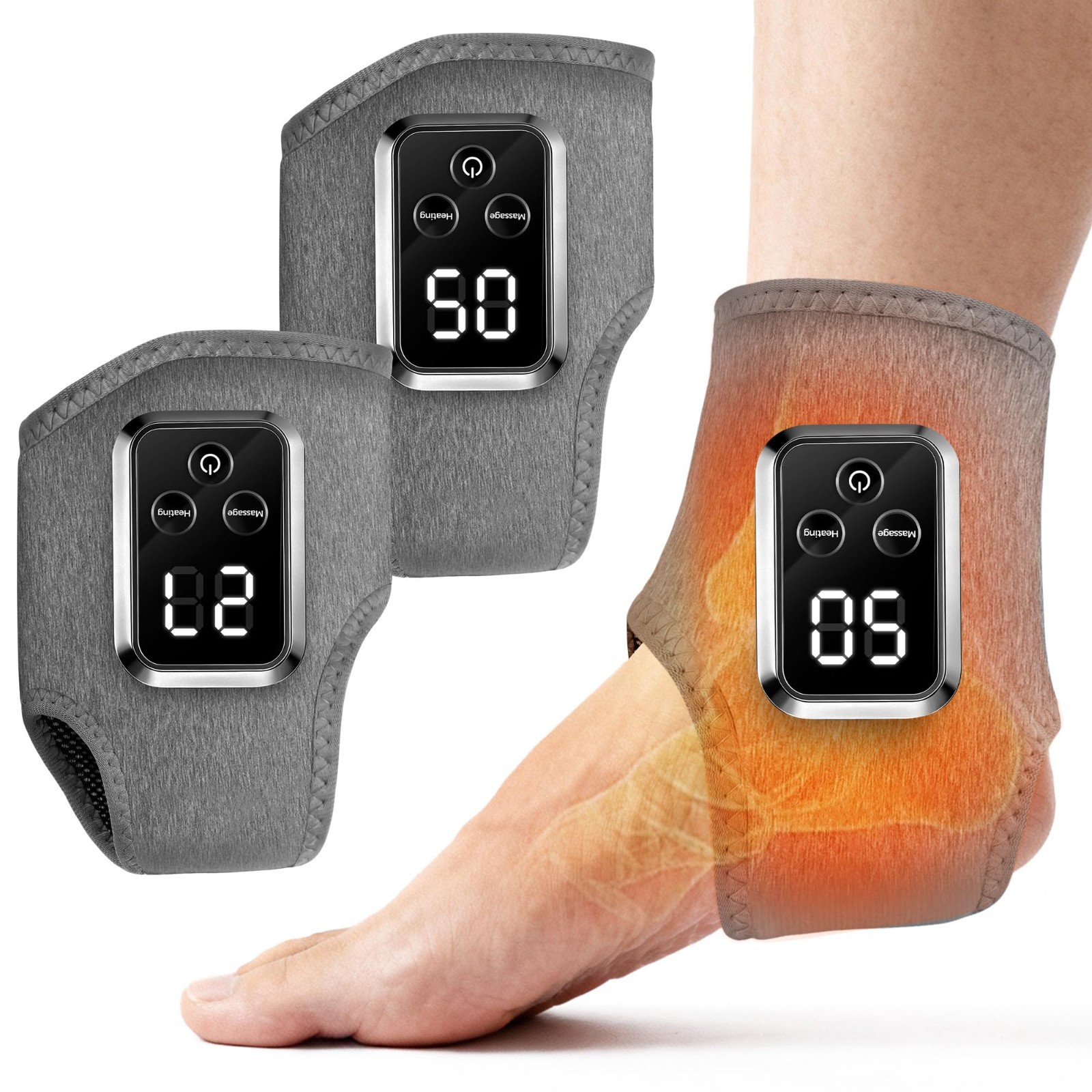2-in-1 Foot Massager & Warming Wrap – Relaxing Ankle Massager, 3 Modes, 4 Heat L