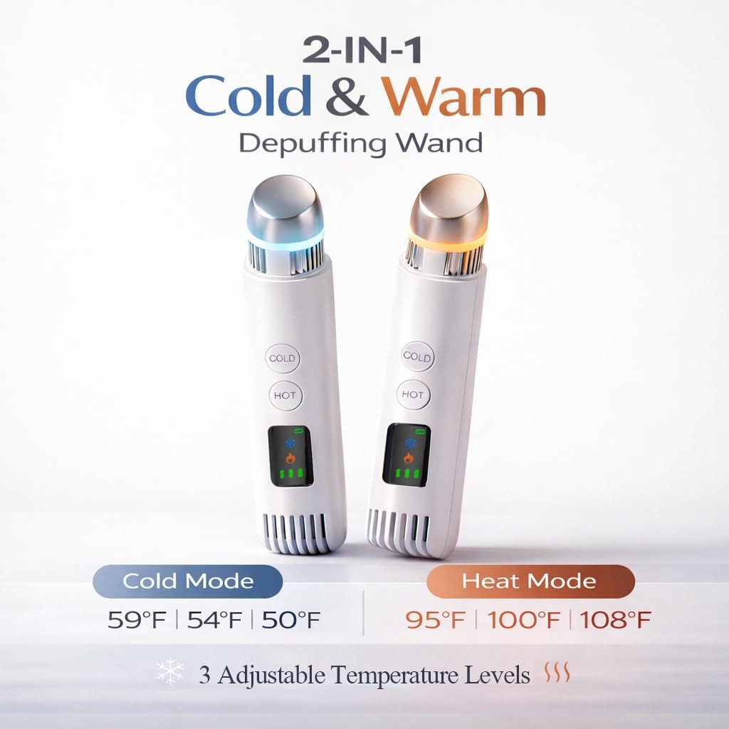 2-in-1 Cold & Warm Depuffing Wand for & Eyes,Adjustable Temperature Massager …
