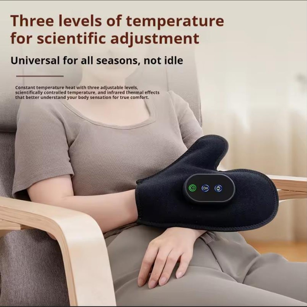 Cordless Heated Red Light Hand Massager w/3 Heat & Vibration Therapy Pain Relief