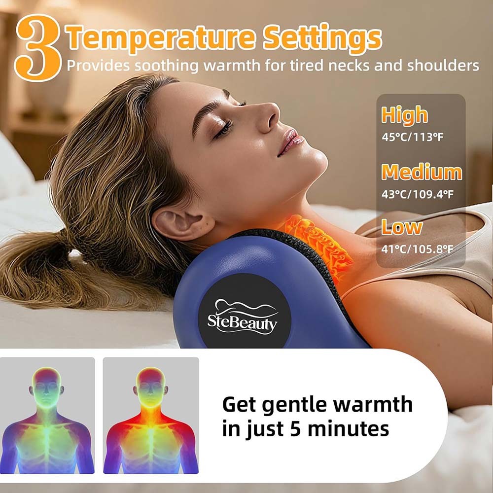 3-In-1 Neck Massager Pillow With Vibration Heating Traction Therapy New Relaxer