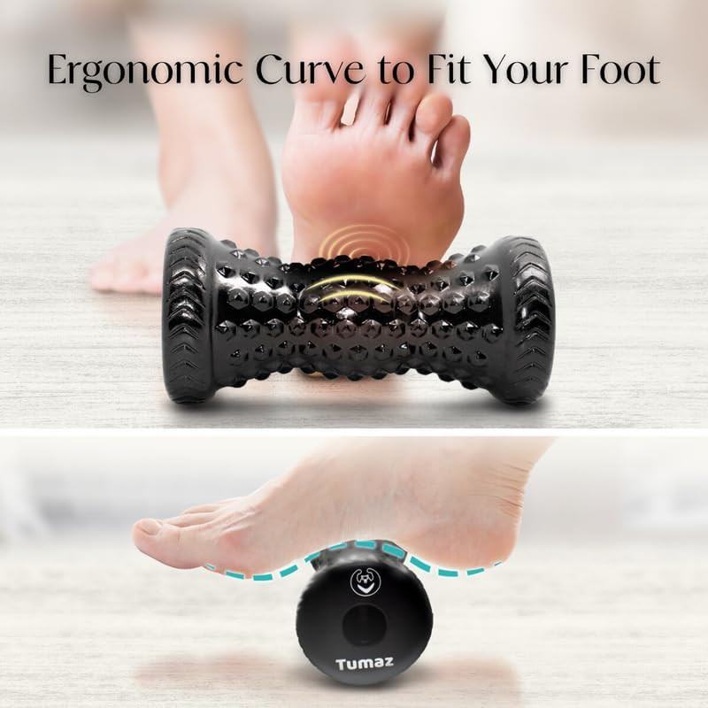 Massage Ball & Foot Roller 3-In-1 with Spiky Ball, Lacrosse Ball, Massage Roller