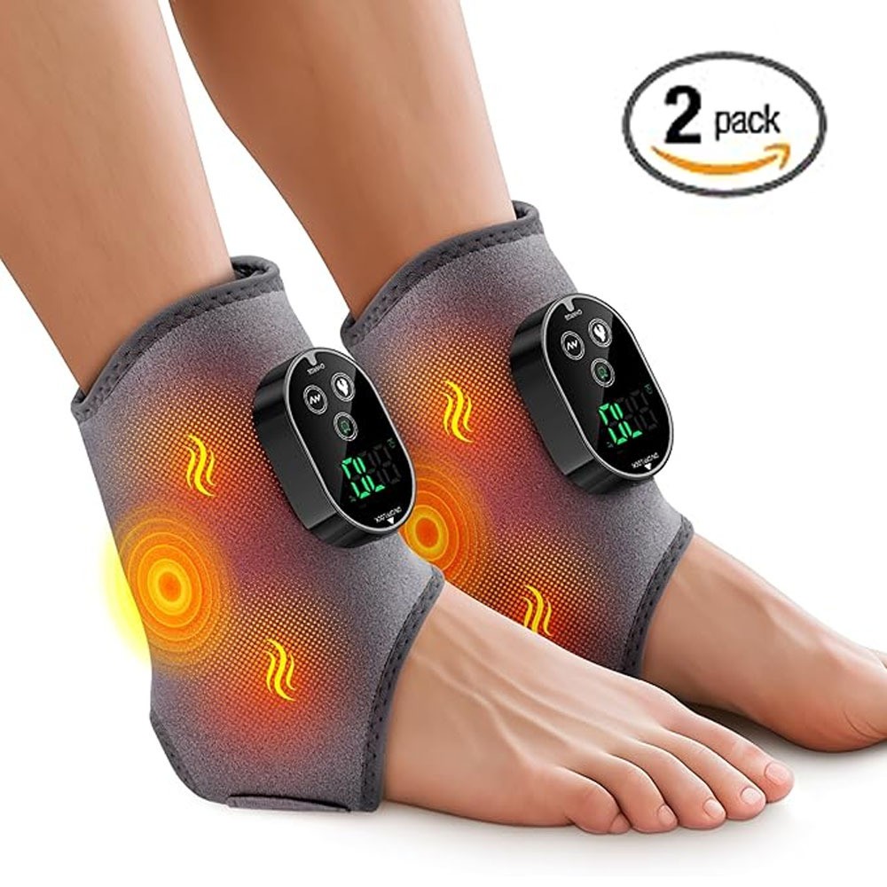 2 Pack Electric Foot Ankle Massager Pain Relief 6 Heat Levels, 3 Vibration Modes