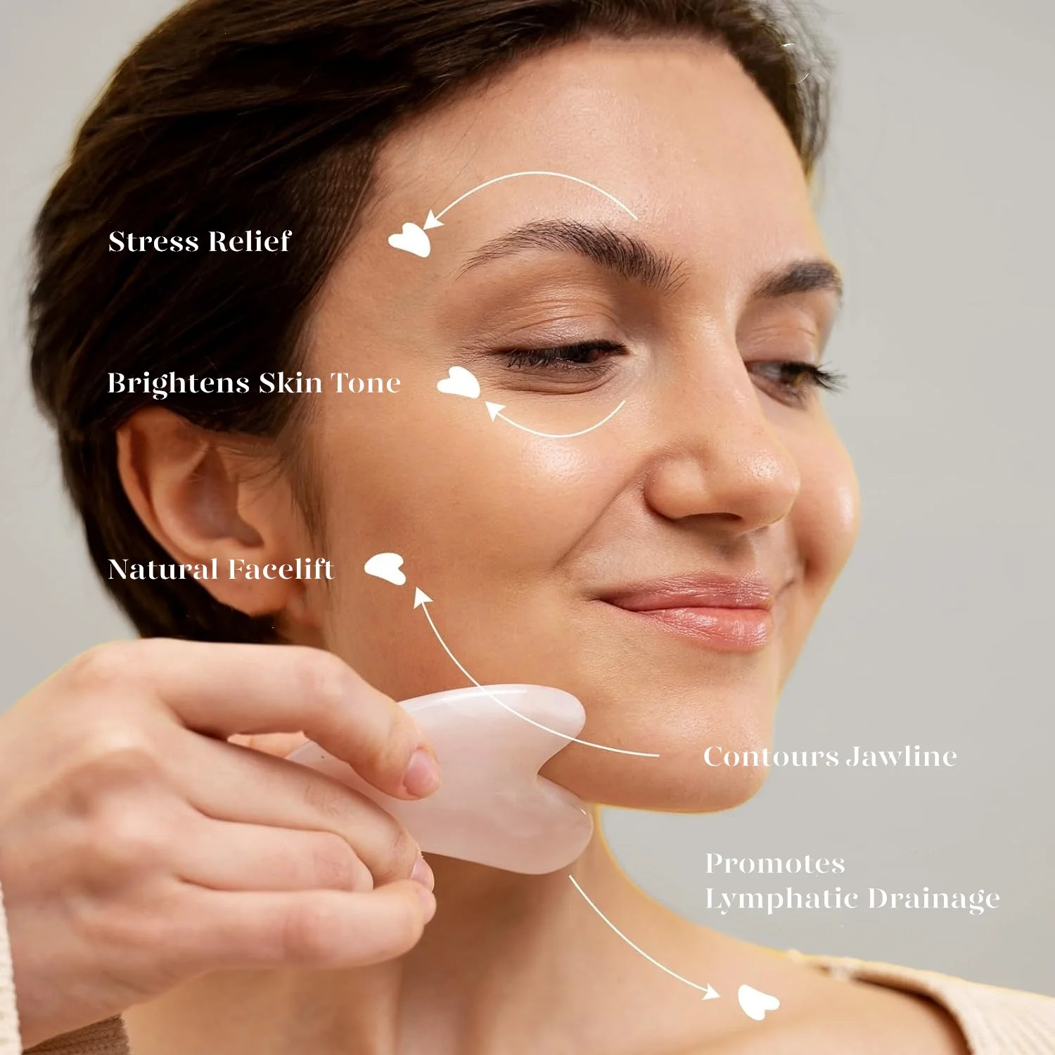 Jade Roller & Gua Sha, Natural Jade Face Roller Facial Skin Care Skin Toning Dev