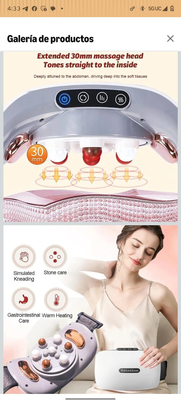 Stone Needle Automatic Abdominal Massager White Red for Abdomen
