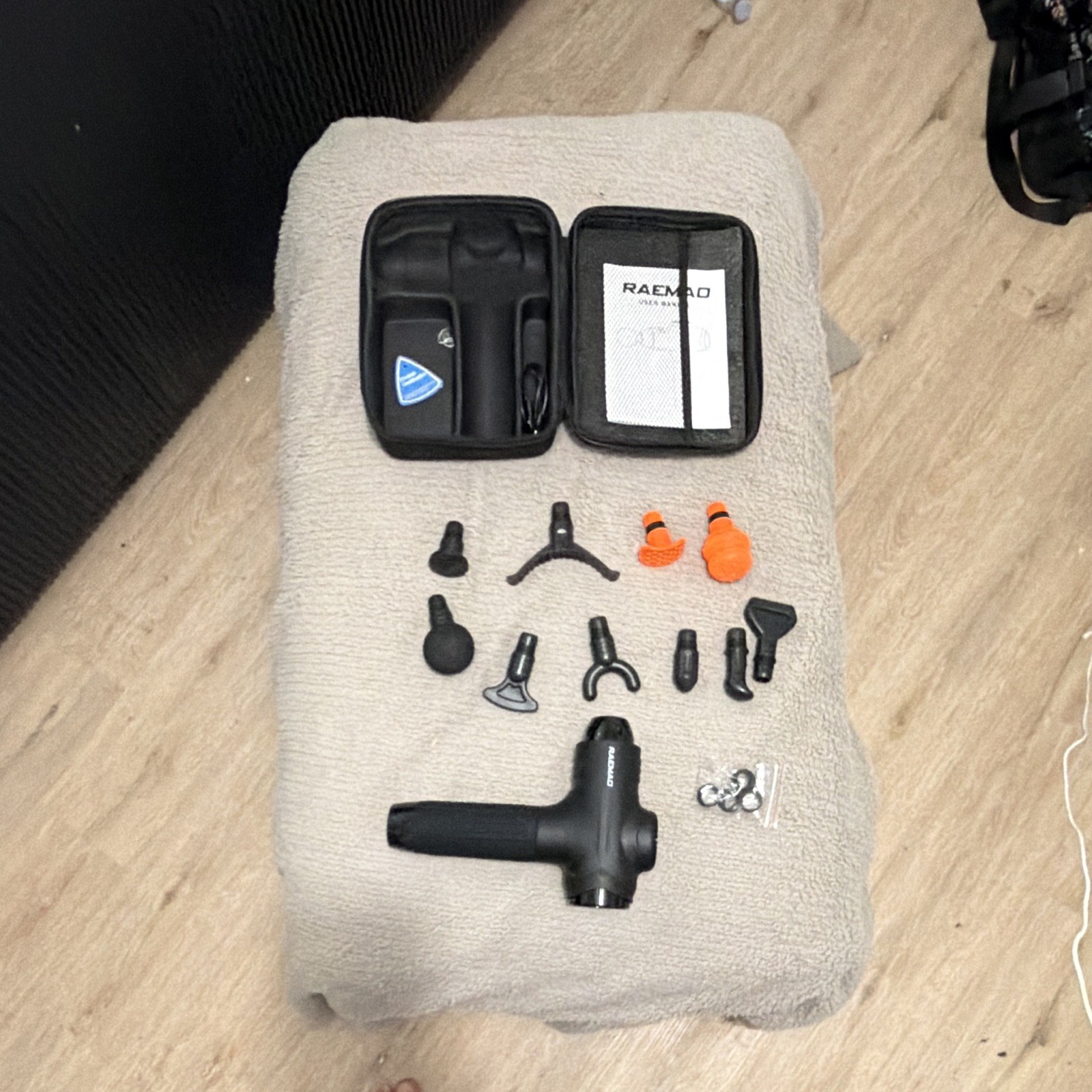 RAEMAO X6 Percussion Massage Gun Cordless Handheld 10 Heads Case Black