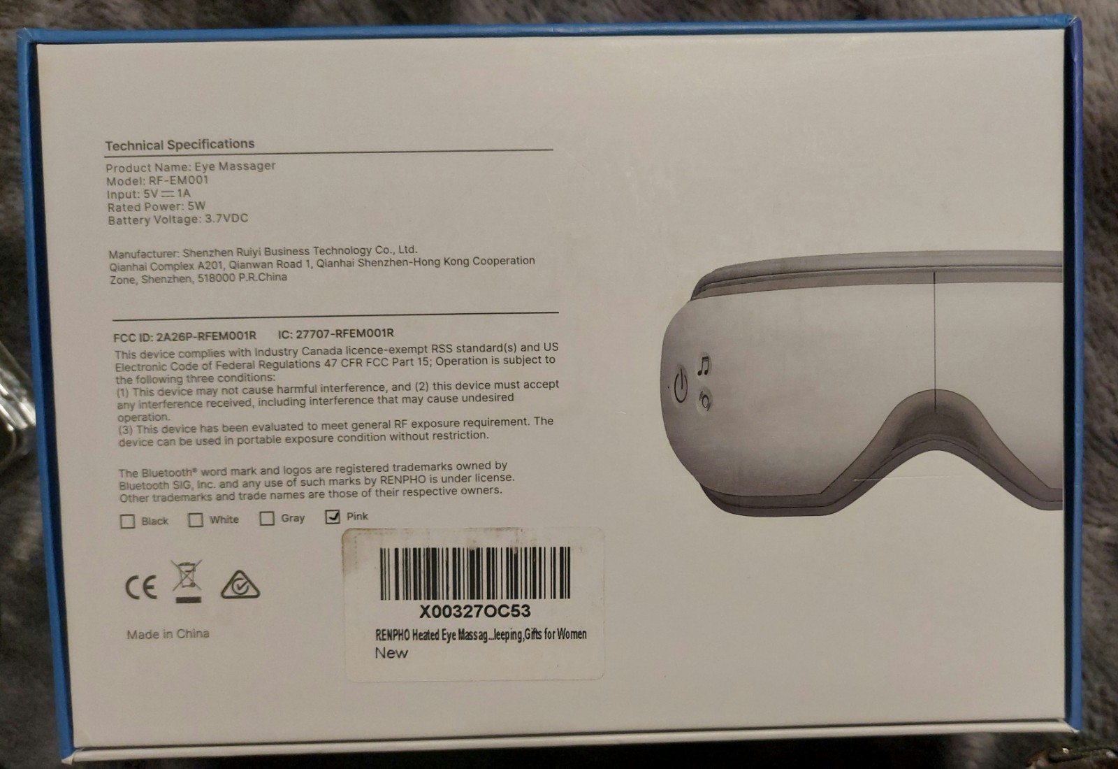 RENPHO Eyeris 1 Heated Eye Massager Pink Compression Relaxation