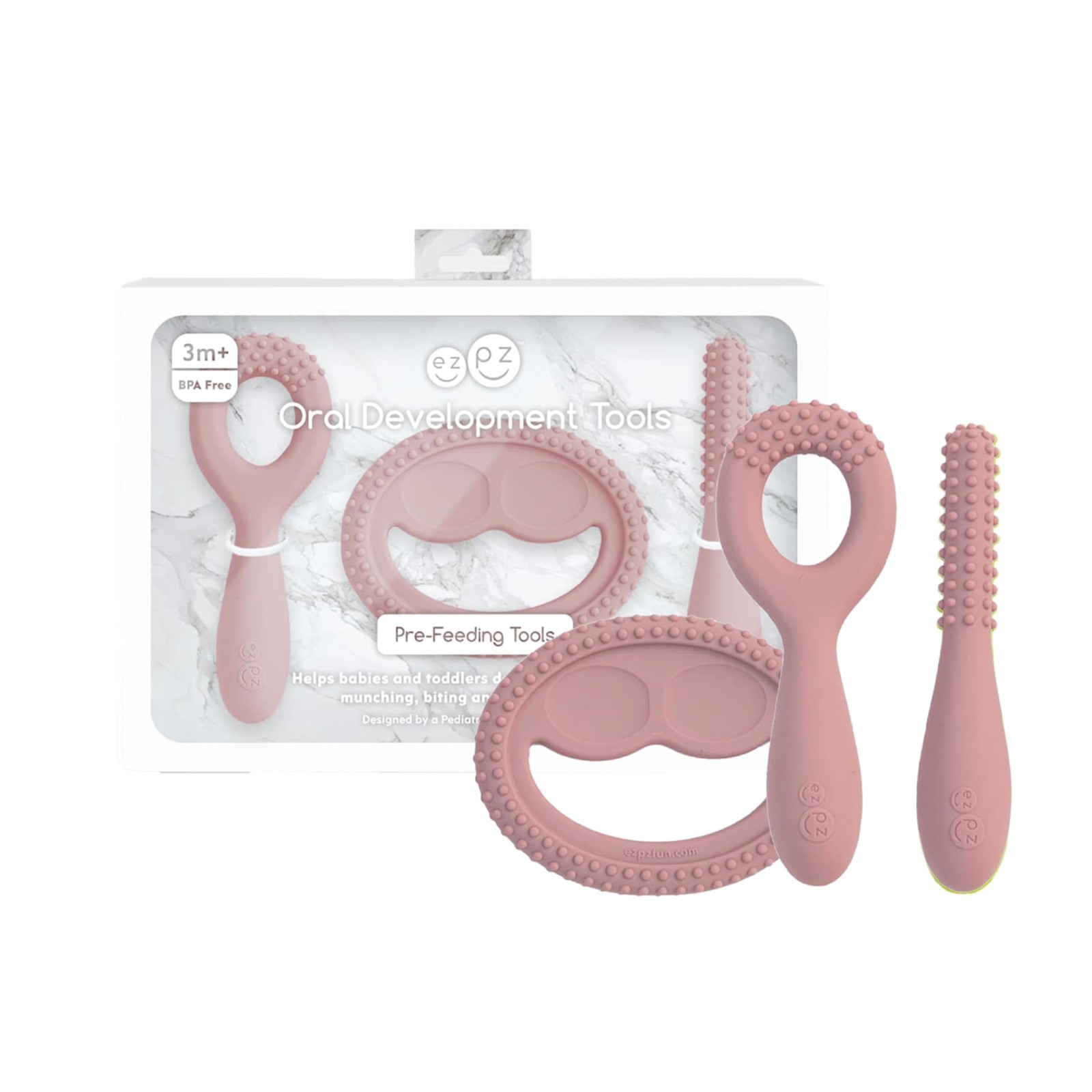 Oral Development Tools (3 Pack in Blush) – 3 Months+ – Non-Slip Loop, Smile a…