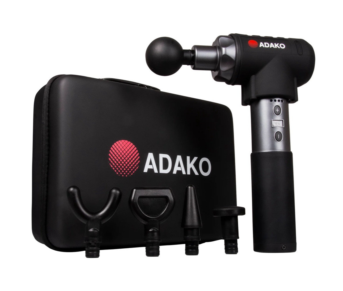 Powerful ADAKO Massager Gun Interchangeable Heads 9 Speed Noise Reduction pd$500
