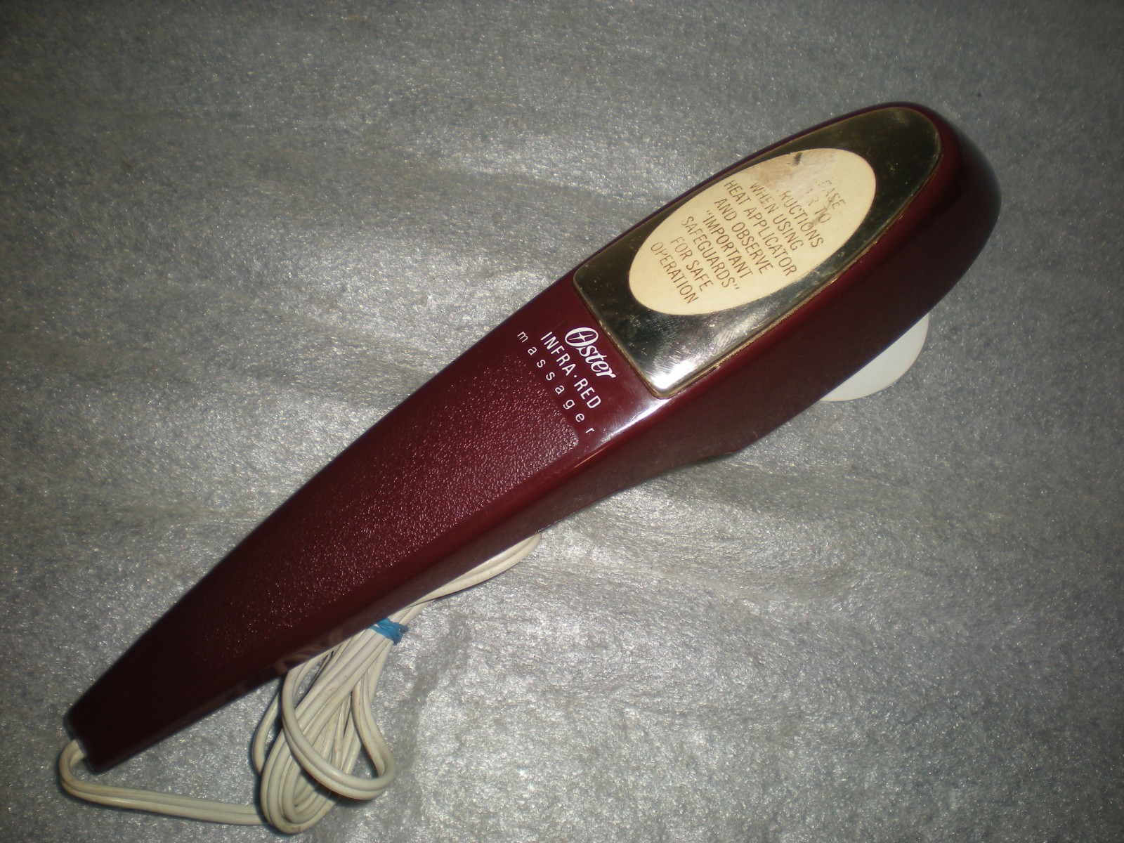 (FEELS WEAK) Vintage Oster 396-07A Infra-Red Handheld Massager Burgundy 1 Head