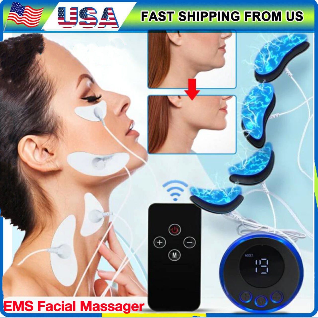 EMS Facial Body Muscle Stimulator Electrode Face Cheek Slimming Beauty Massager
