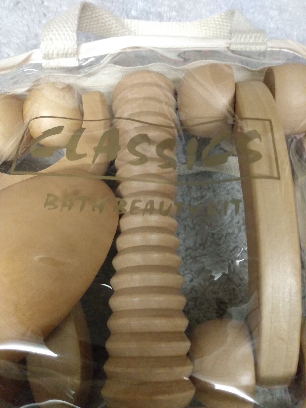 Essential Design 4 PCS Wooden Massager Bath Set In PVC Bag