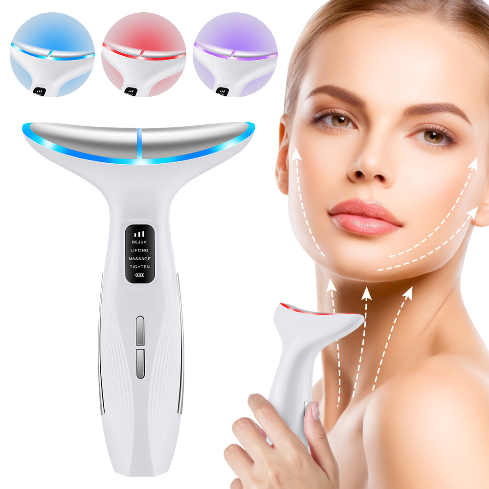 Neck Face Lifting Massager LED Skin Tighten Light Therapy Device Anti Wrinkle