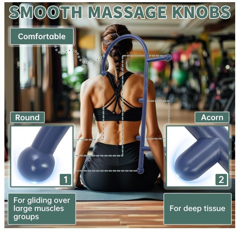 Blue Manual Massager Hook Muscle Relax Tool Self Massage Therapy Fibromyalgia