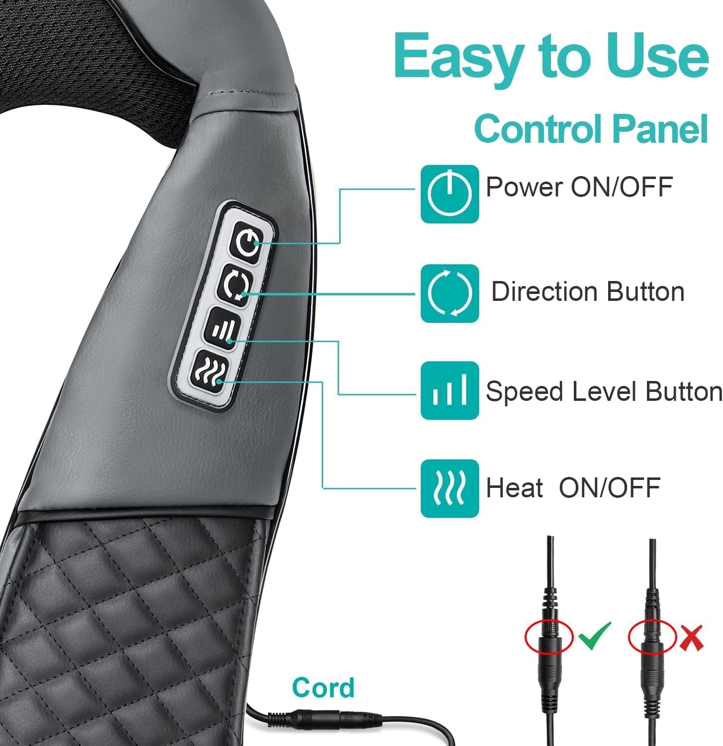 Medcursor Neck Massager Portable Electric Shiatsu Back Massage Device with H…