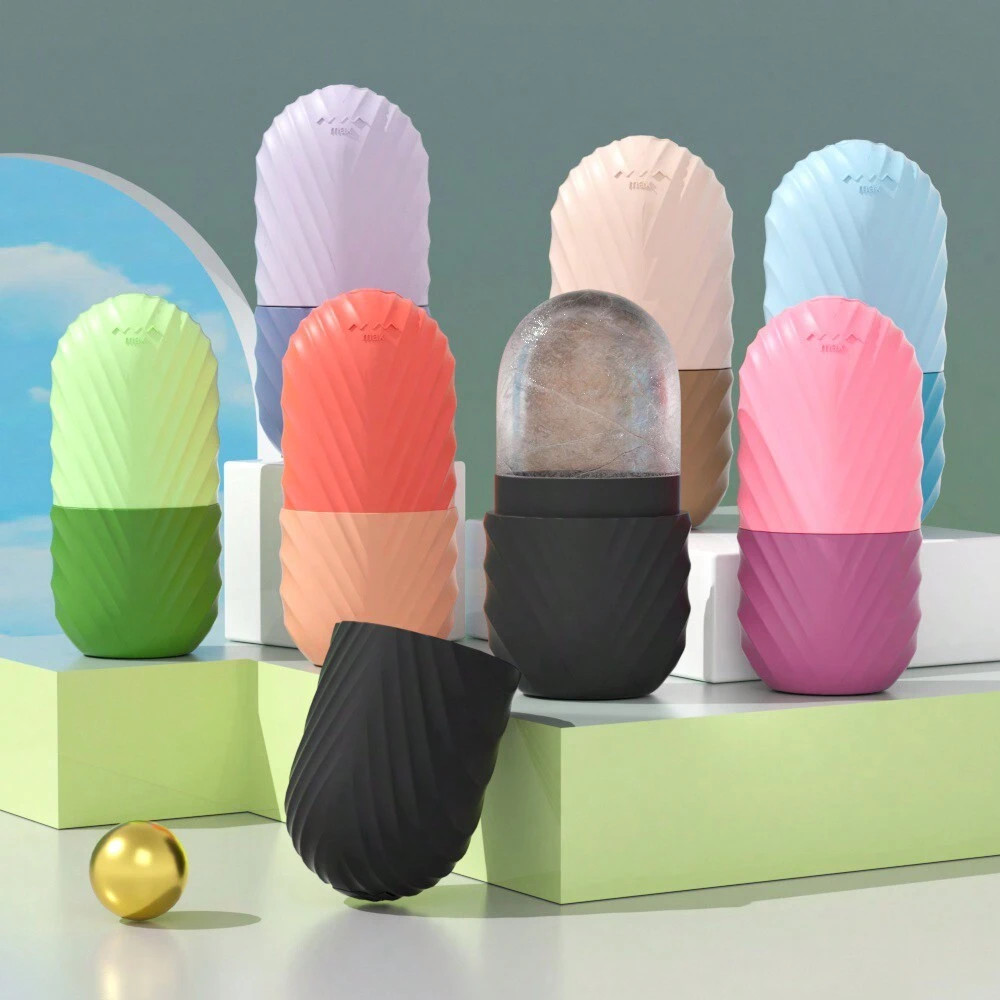 Reusable Ice Face Roller Silicone Cooling Facial Massager Puffiness Relief Tool