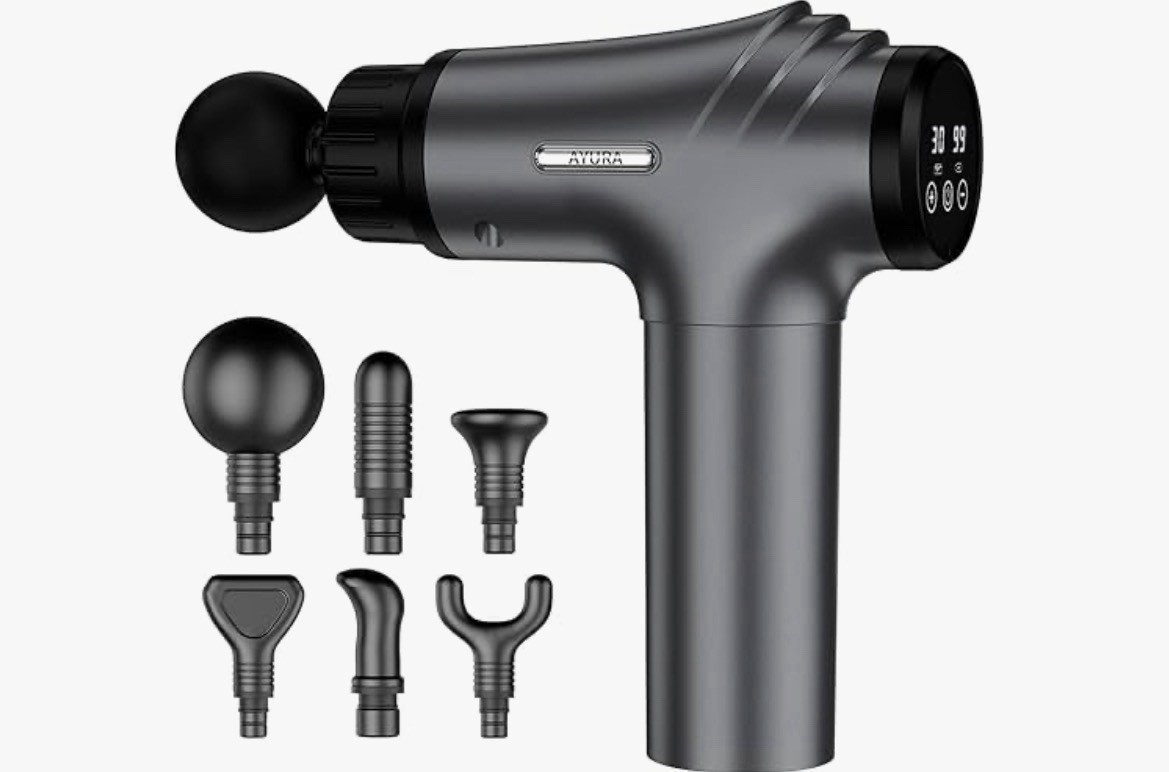 AYURA Deep Tissue Massage Gun 30 Speed Cordless Muscle Massager w/ 6 Heads