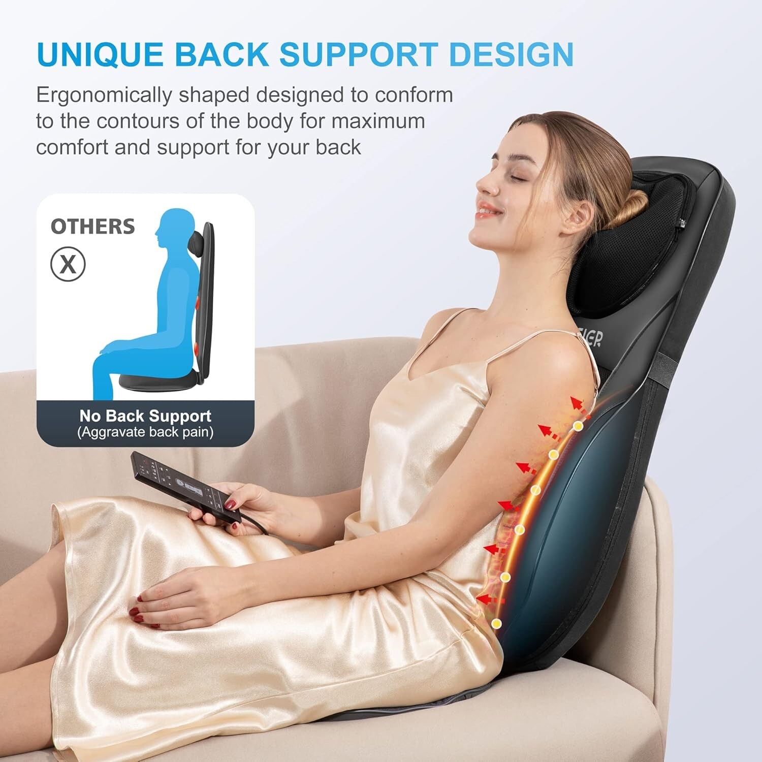 Shitsu Neck Bck Mssger with Het, djustble Mssge Chir Pd Bck Support Mssge Set…