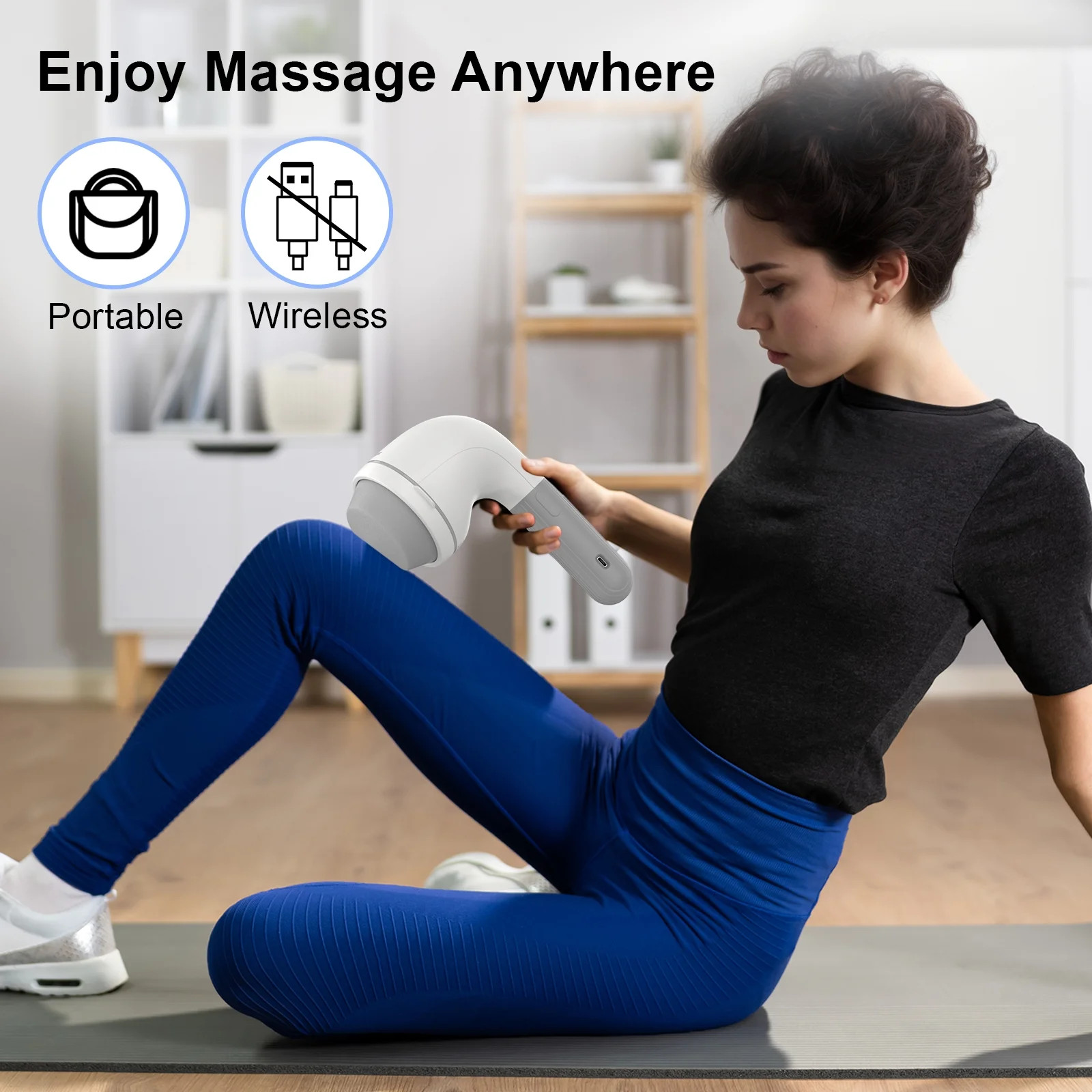 NEXPURE Handheld Massager 5000RPM Brushless Motor 8 Heads 5 Speed 15Min Auto Off