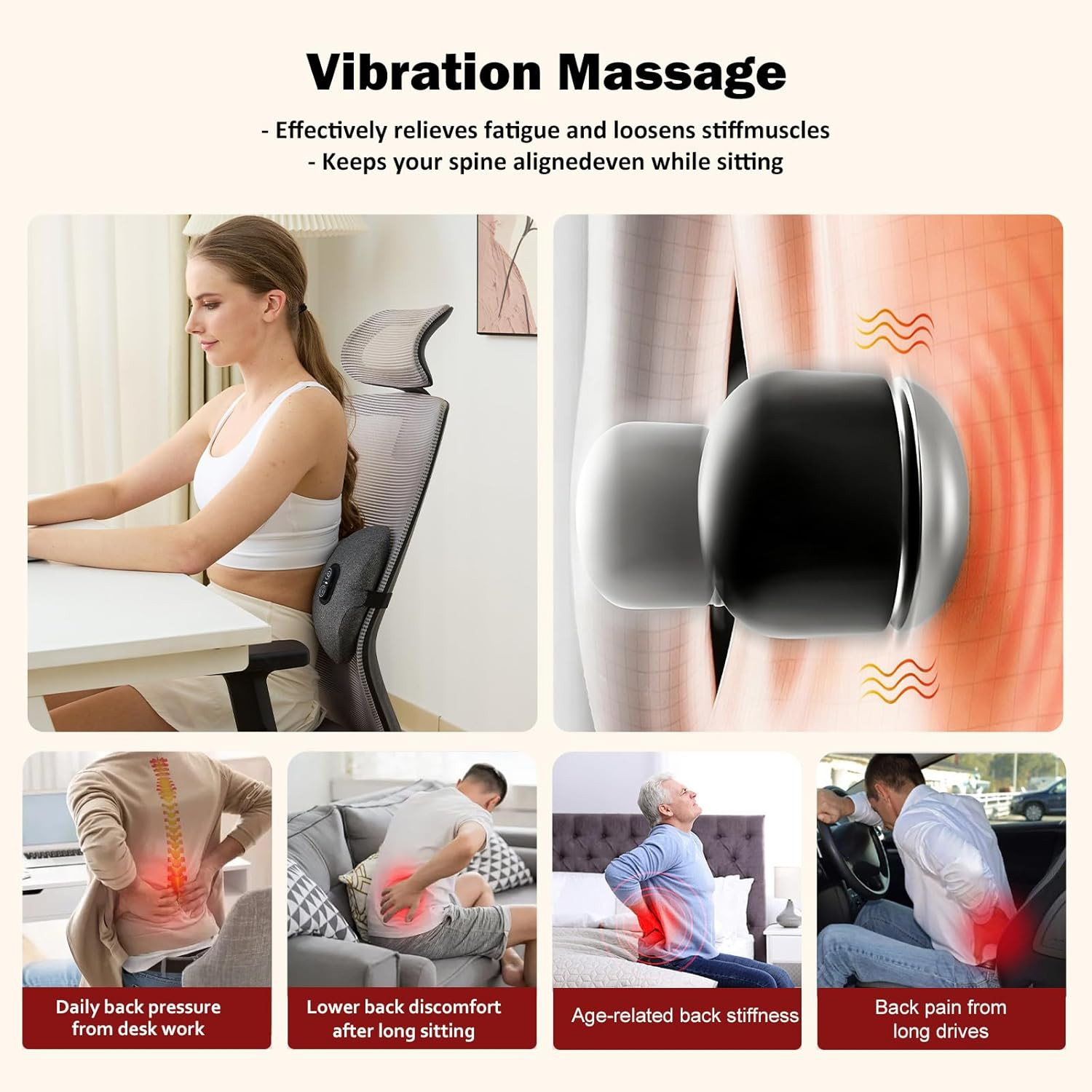 3-in-1 Rechargeable Smooth Triple Spine Fusion Back Massager for Pain Relief Dee