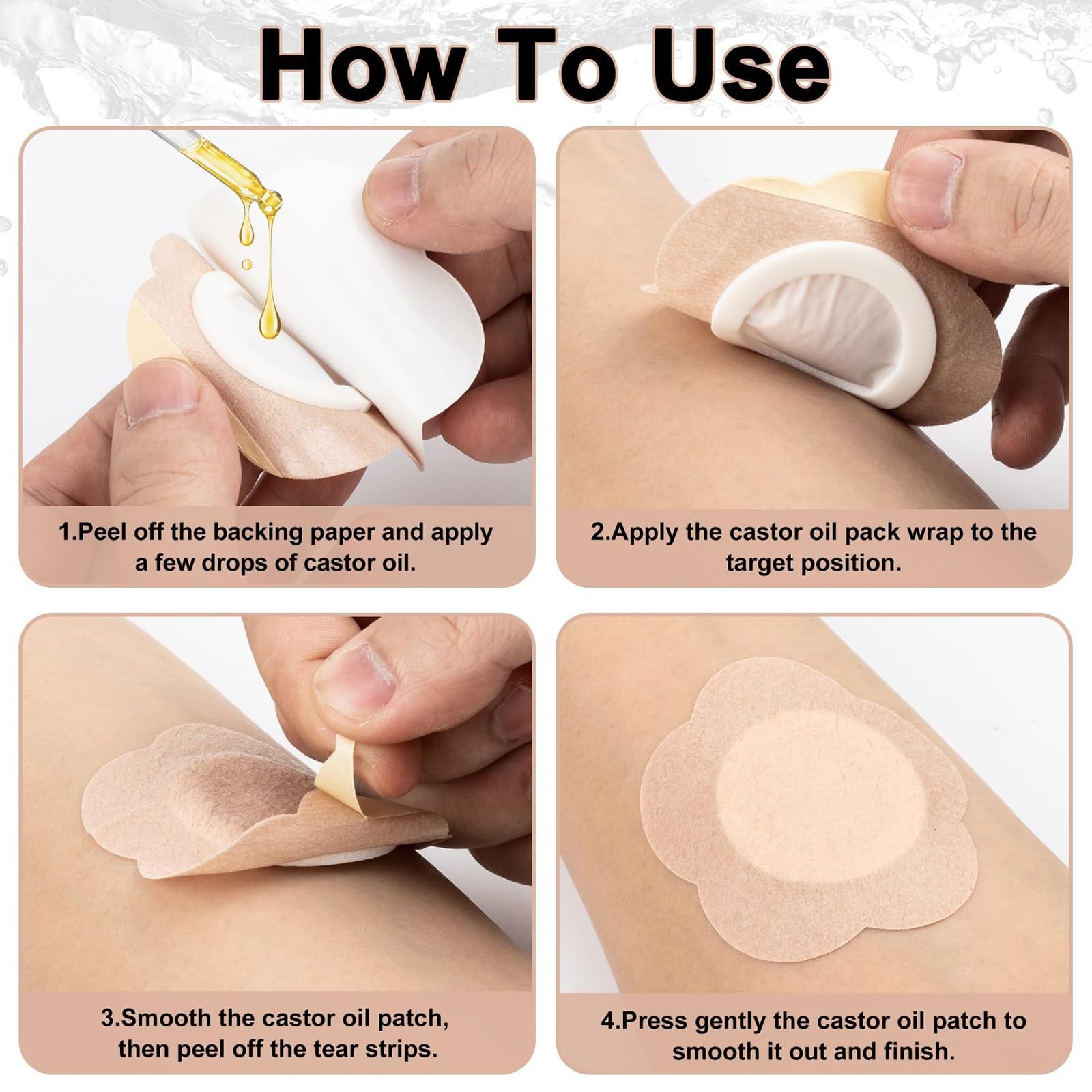 50PCS Castor Oil Belly Button Patch with Organic Cold-Pressed Castor Oil – Di…