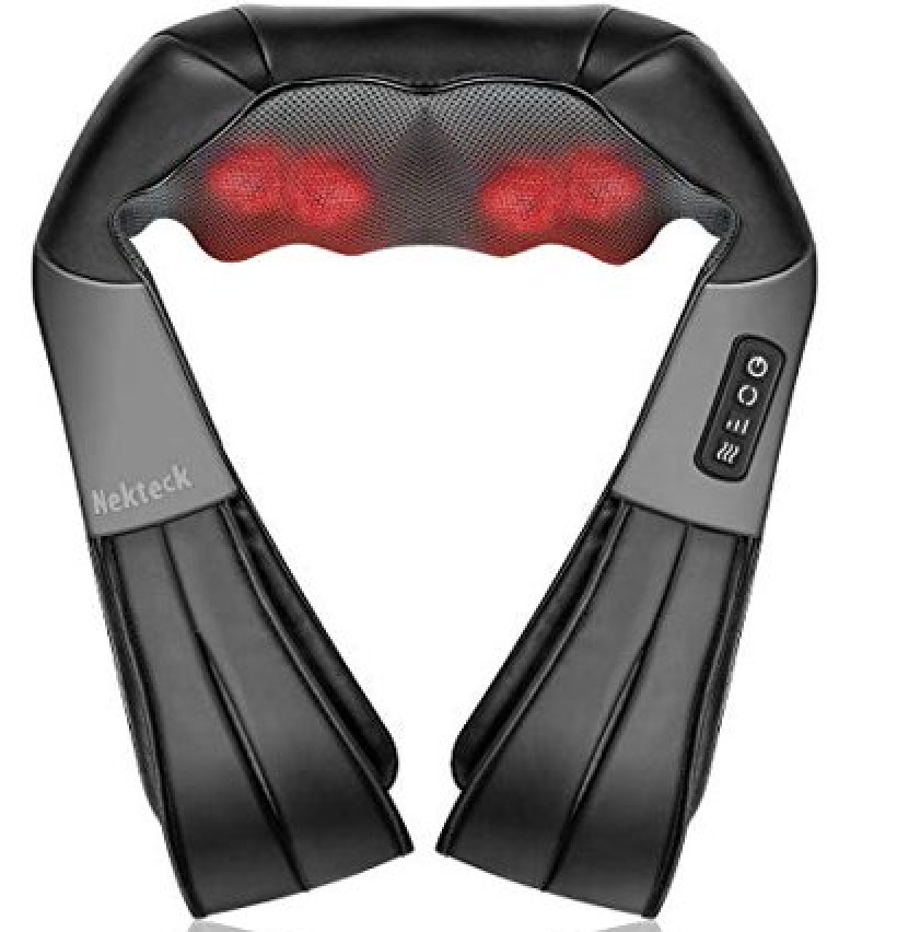 Nekteck Grey/Black Shiatsu Kneading 8 Rollers Heat Therapy Massager G14128