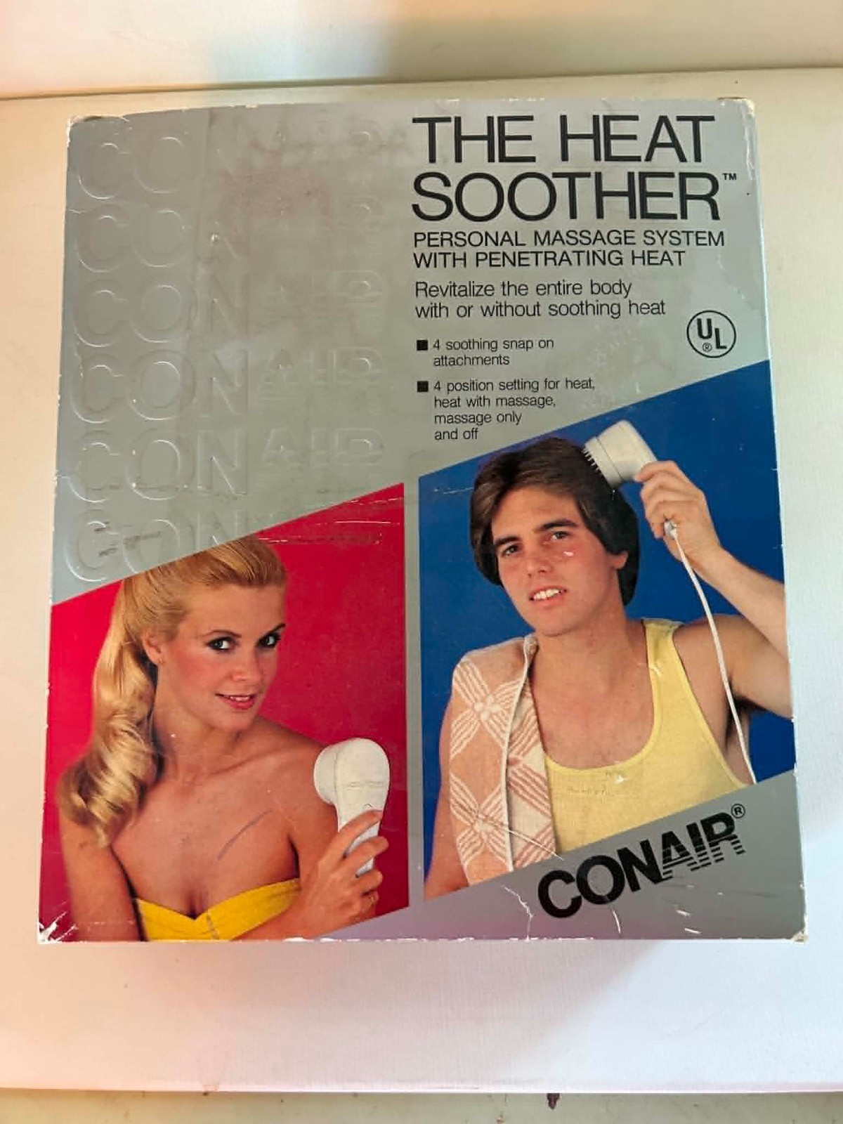 Vintage Conair Heat Soother Personal Massager 4 Attachments ORIGINAL Box WORKS