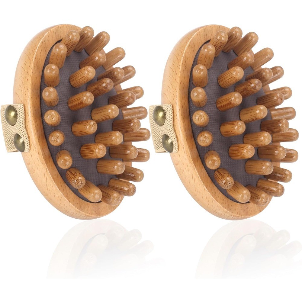 Wood Therapy Massage Tools Set of 2 Wooden Body Massage Brush for Cellulite