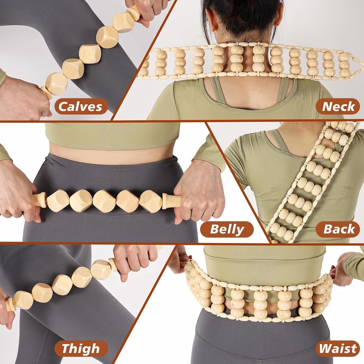 Wood Therapy Tools for Body Shaping,8 in 1 Wood Therapy Massage Tools,Wooden Gua