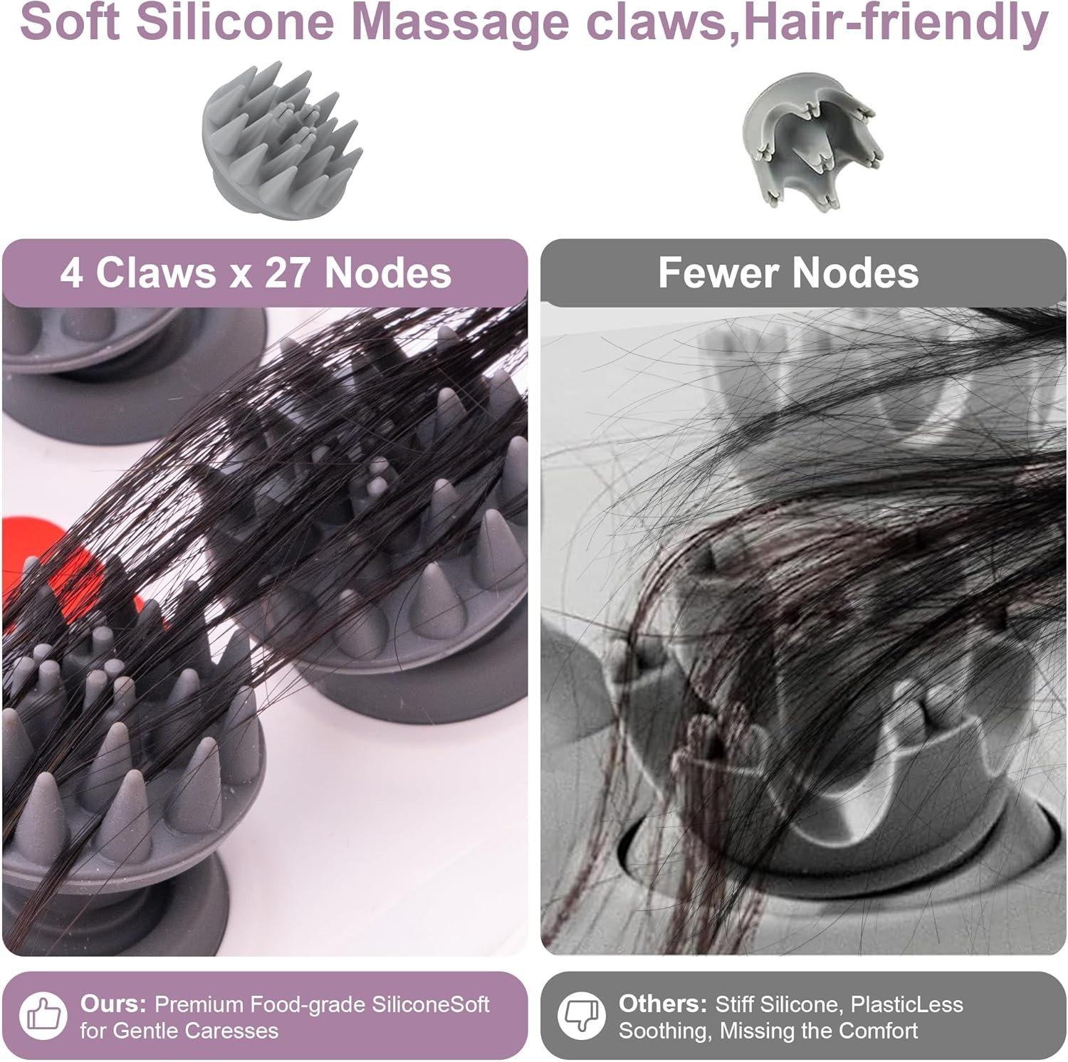 Electric Scalp Massager, Portable Head Stress Relax,IPX7 Waterproof Rechargeable